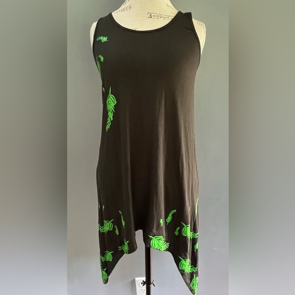 Tops - Figwood Asymmetrical Dress/Tunic Size M. Dark gray not black green leaf print